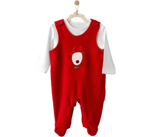 Andywawa AC25339 Happy Newyear Kadife Bebek Tulum Takım Red
