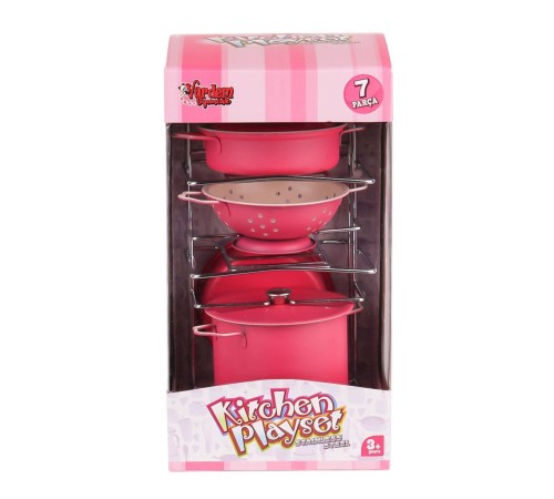ATF-683G-6 Raflı Pembe Emaye Tencere Tava Seti 7 Parça -Vardem ATF-683G-6 Raflı Pembe Emaye Tencere Tava Seti 7 Parça -Vardem