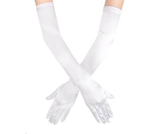 Beyaz Renk Dirseğe Kadar Uzun Kumaş Eldiven 40 cm Beyaz Renk Dirseğe Kadar Uzun Kumaş Eldiven 40 cm