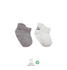 Bistyle 2'Li Sneakers Smile Penye Çorap BS20106 Gri Ekru