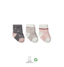 Bistyle 3'Lü Penye Kız Soket Çorap BS10112 Gri