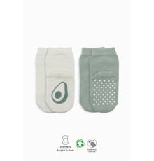 Bistyle Meyve Figürlü Kaymaz Soket Çorap 2'Li BS10105 Nil Ekru