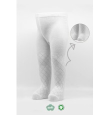 Bistyle Tekli Ekose Kabartma Penye Külotlu Çorap BS50105 Beyaz