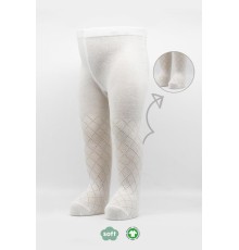 Bistyle Tekli Ekose Kabartma Penye Külotlu Çorap BS50105 Ekru