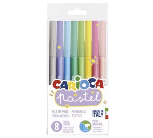 Carioca Pastel Süper Yıkanabilir Keçeli Boya Kalemi 8'li Carioca Pastel Süper Yıkanabilir Keçeli Boya Kalemi 8'li