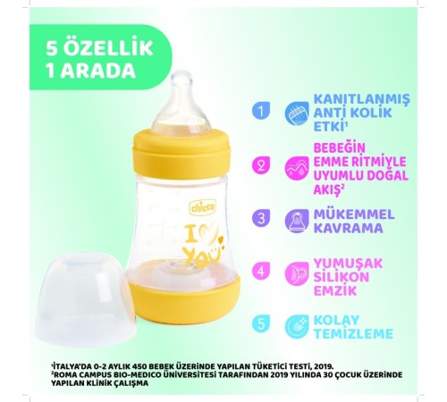 Chicco Perfect 5 Antikolik Biberon PP 150 ml Boy Chicco Perfect 5 Antikolik Biberon PP 150 ml Boy