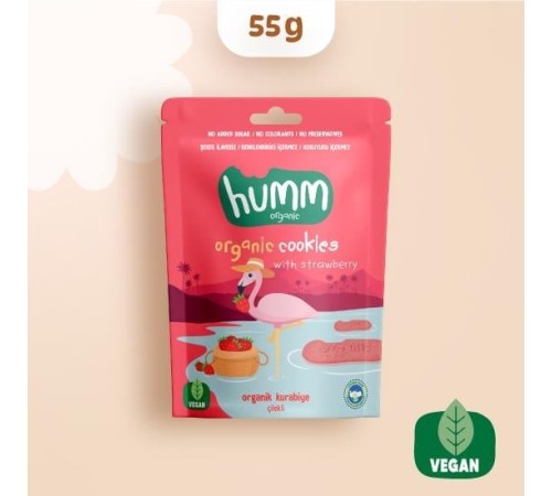 Humm Organik Vegan Çilekli Kurabiye 55 Gr Humm Organik Vegan Çilekli Kurabiye 55 Gr