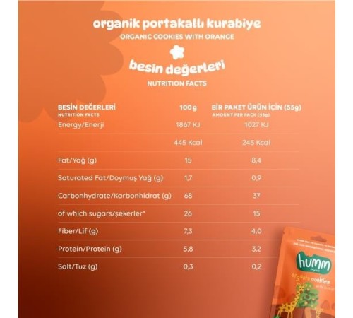 Humm Organik Vegan Portakallı Kurabiye 55 Gr Humm Organik Vegan Portakallı Kurabiye 55 Gr