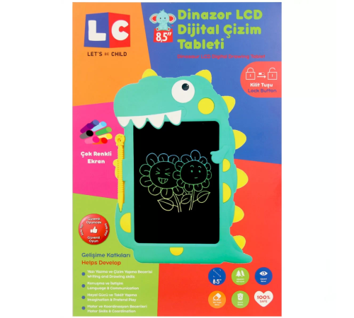 LCD Dijital Renkli Dinozor Çizim Tableti 8,5 İnç LCD Dijital Renkli Dinozor Çizim Tableti 8,5 İnç