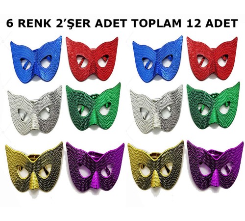 Maskeli Balo Partisi Görünümlü Retro Parti Gözlüğü 6 Renk 12 Adet Maskeli Balo Partisi Görünümlü Retro Parti Gözlüğü 6 Renk 12 Adet