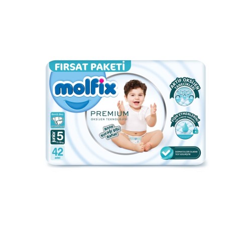 Molfix Premium Bebek Bezi Fırsat Paketi 5 Beden 11-18 Kg 42 Adet Molfix Premium Bebek Bezi Fırsat Paketi 5 Beden 11-18 Kg 42 Adet