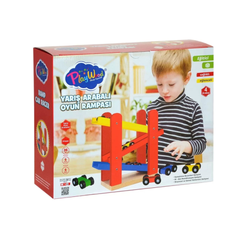 Playwood Ahşap Yarış Arabalı Oyun Rampası Playwood Ahşap Yarış Arabalı Oyun Rampası