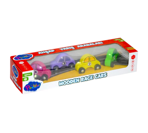 Playwood Ahşap Yarış Arabası 4'lü Paket Playwood Ahşap Yarış Arabası 4'lü Paket