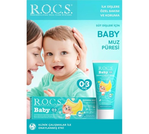 R.O.C.S.Bebek Diş Macunu Muz Püresi Tadında 0-3 Yaş 45 Gr R.O.C.S.Bebek Diş Macunu Muz Püresi Tadında 0-3 Yaş 45 Gr