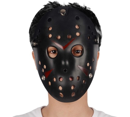 Siyah Renk Kırmızı Çizgili Tam Yüz Hokey Jason Maskesi Hannibal Maskesi Siyah Renk Kırmızı Çizgili Tam Yüz Hokey Jason Maskesi Hannibal Maskesi