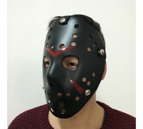 Siyah Renk Kırmızı Çizgili Tam Yüz Hokey Jason Maskesi Hannibal Maskesi Siyah Renk Kırmızı Çizgili Tam Yüz Hokey Jason Maskesi Hannibal Maskesi