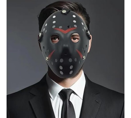 Siyah Renk Kırmızı Çizgili Tam Yüz Hokey Jason Maskesi Hannibal Maskesi Siyah Renk Kırmızı Çizgili Tam Yüz Hokey Jason Maskesi Hannibal Maskesi