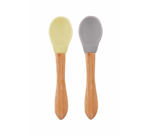 Bambu Saplı Silikon Mama Kaşığı 2li Mellow Yellow / Powder Grey Bambu Saplı Silikon Mama Kaşığı 2li Mellow Yellow / Powder Grey