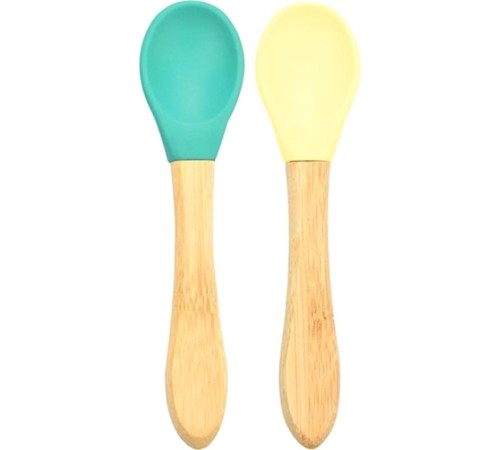 Bambu Saplı Silikon Mama Kaşığı 2li Yeşil Sarı Bambu Saplı Silikon Mama Kaşığı 2li Yeşil Sarı