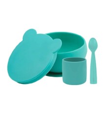 OiOi Blw I Silikon Beslenme Seti 3'Lü (Kaseli) Aqua Green