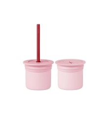 OiOi Ham+Hüp Pipetli Silikon Bardak Seti Pinky Pink / Velvet Rose