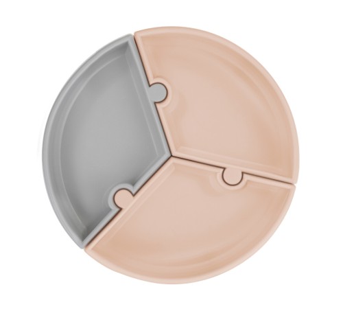 Puzzle Vakum Tabanlı Silikon Tabak Bubble Beige / Powder Grey Puzzle Vakum Tabanlı Silikon Tabak Bubble Beige / Powder Grey
