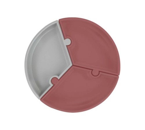 Puzzle Vakum Tabanlı Silikon Tabak Velvet Rose / Powder Grey Puzzle Vakum Tabanlı Silikon Tabak Velvet Rose / Powder Grey