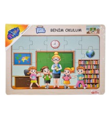 ONY-101-102-103 Ahşap Eğitici Puzzle Benim Okulum -Onyıl