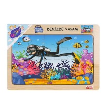 ONY-187-188-189-190 Ahşap Eğitici Puzzle Denizde Yaşam