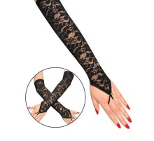 Parmak Askılı Zarif Gece Şıklığı Dantel Eldiven 40 cm