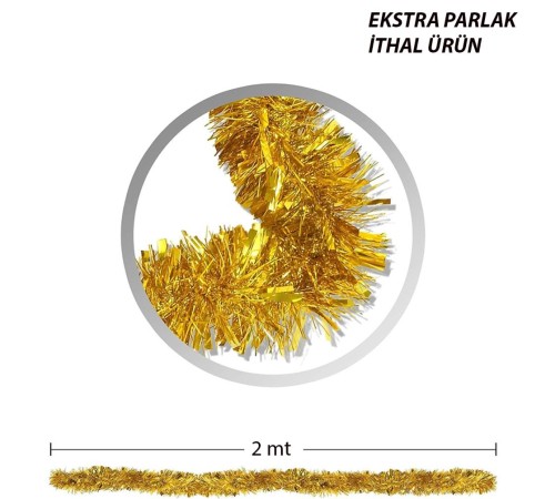 Parti İçin Sim Süs 2 Metre Uzunluk 6 cm Genişlik Altın Renk İthal Parti İçin Sim Süs 2 Metre Uzunluk 6 cm Genişlik Altın Renk İthal