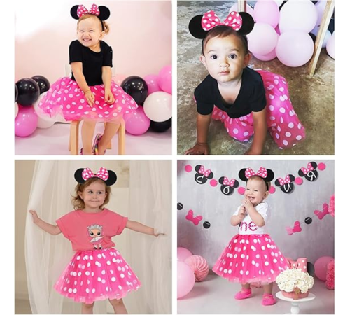 Pembe Fiyonklu Minnie Mouse Tacı Mini Kulak