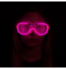 Pembe Led Işıklı Parti Gözlüğü - Neon Glow Şerit Gözlük 3 Modlu