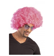 Pembe Renk Kıvırcık Afro Bonus Peruk