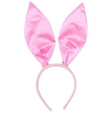 Pembe Renk Saten Kaplama Şekil Verilebilir Tavşan Kulak Taç 35x11 cm