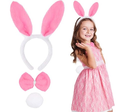 Pembe Tavşan Kostüm Seti – Taç, Papyon, Ponpon (12’li Paket) Pembe Tavşan Kostüm Seti – Taç, Papyon, Ponpon (12’li Paket)