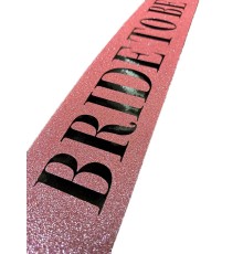 Pembe Üzeri Siyah Kalın Bride To Be Yazılı Simli Işıltılı Kuşak Kemer 10x80 cm
