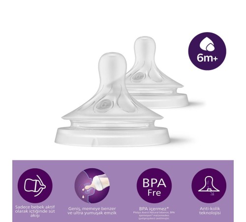 Avent Doğal Tepkili Natural Response 2'Li Biberon Emziği No:6 6+ Ay Avent Doğal Tepkili Natural Response 2'Li Biberon Emziği No:6 6+ Ay