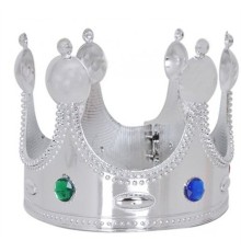 Plastik Kral Tacı Gümüş Renk Çocuk Boy 45 cm