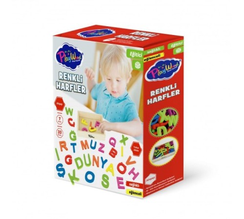 PlayWood Ahşap Kasalı Renkli Harfler 33 Parça 402 PlayWood Ahşap Kasalı Renkli Harfler 33 Parça 402