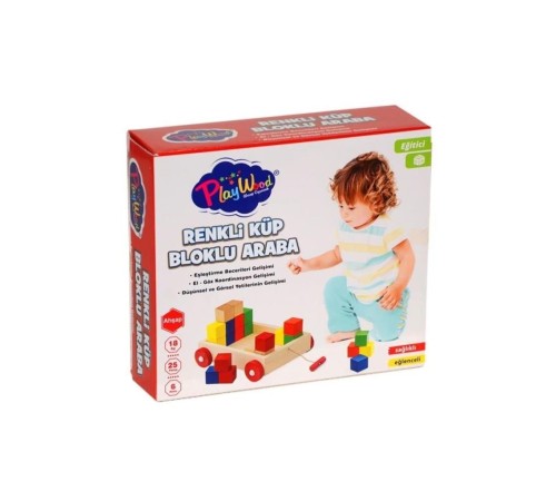 PlayWood Ahşap Renkli Küp Bloklu Araba 312