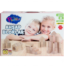 Playwood Kutuda Ahşap Renkli Bloklar 60 Parça