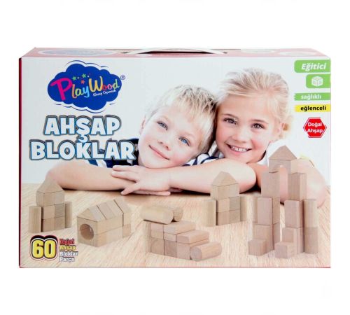 Playwood Kutuda Ahşap Renkli Bloklar 60 Parça Playwood Kutuda Ahşap Renkli Bloklar 60 Parça