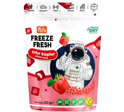 Pol’s Freeze Fresh Çıtır Küpler Çilek Elma 20 Gr