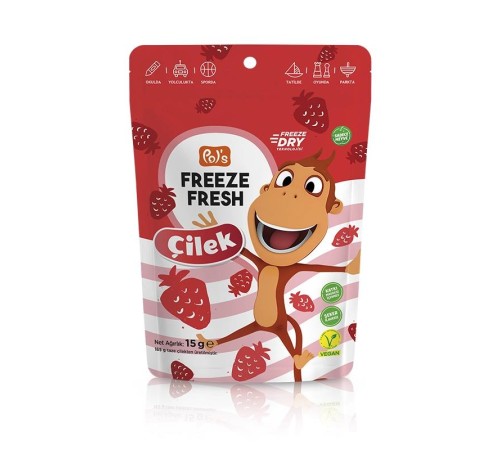 Pol’s Kukuli Freeze Fresh Dondurularak Kurutulmuş Çilek 15 g Pol’s Kukuli Freeze Fresh Dondurularak Kurutulmuş Çilek 15 g