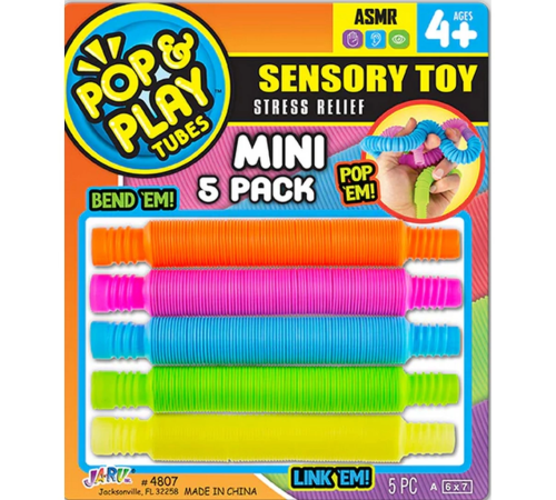 Pop & Play Tubes Duyusal Stres Oyuncağı Mini 5'li Pop & Play Tubes Duyusal Stres Oyuncağı Mini 5'li