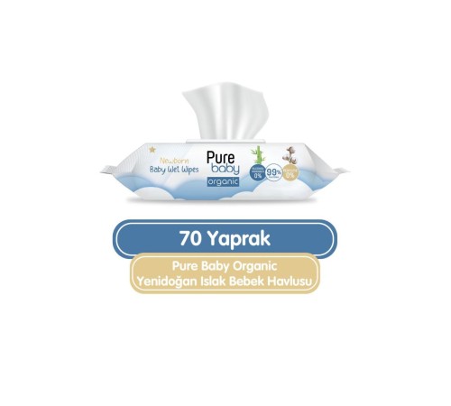 Pure Baby Organic Yenidoğan Islak Havlu Mendil 70 Yaprak Pure Baby Organic Yenidoğan Islak Havlu Mendil 70 Yaprak