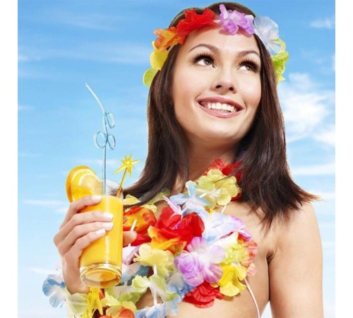 Rengarenk Hawaii Kolye Taç Bileklik Seti 4 Parça Rengarenk Hawaii Kolye Taç Bileklik Seti 4 Parça