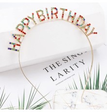  Rengarenk Kristal Taşlı Ekstra Lüks Gümüş Kaplama Happy Birthday Taç 16x17 cm