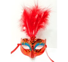 Renkli Tüylü Venedik Parti Maskesi Karışık Renk 12 Adet
